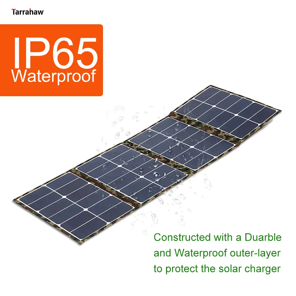 80W Sunpower Solar Panel DC 12V 18V Photovoltaic Cells USB 5V Charger Phone Tablet Laptop Charging Outdoor Portable Foldable Bag