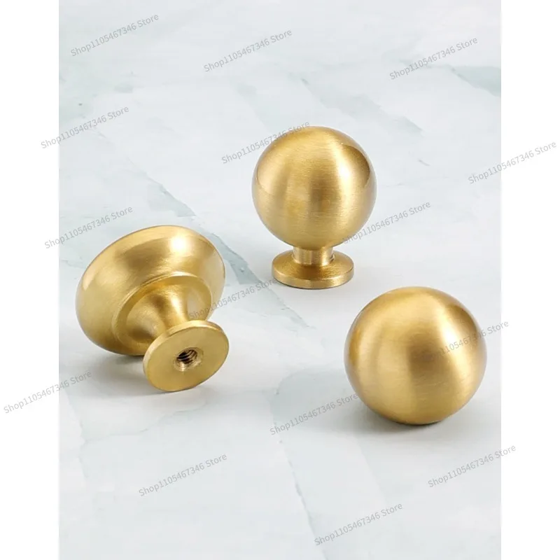 For Brass Cabinet Door Handle French Light Luxury Gold Round Single Hole Drawer Coffee Table Shoe Cabinet Round Ball Handle