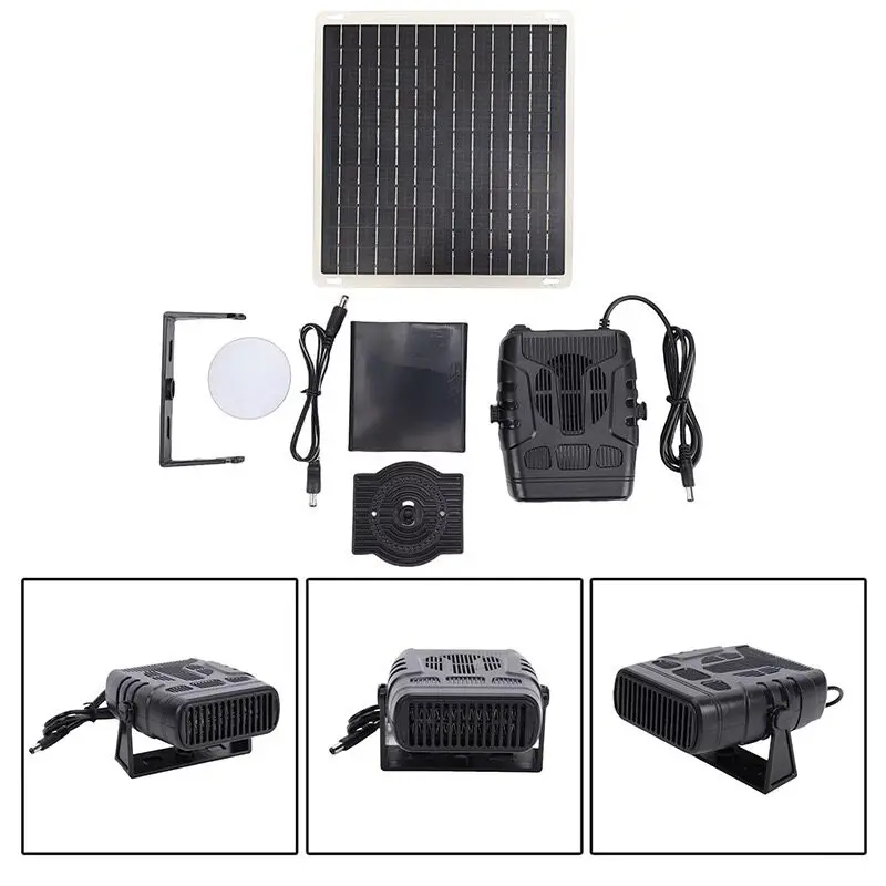 Solar Powered Car Heater Fan 10W Portable Solar Heating Fan with Solar Panel & Power Storage Box for Vehicle Winter Defrosting