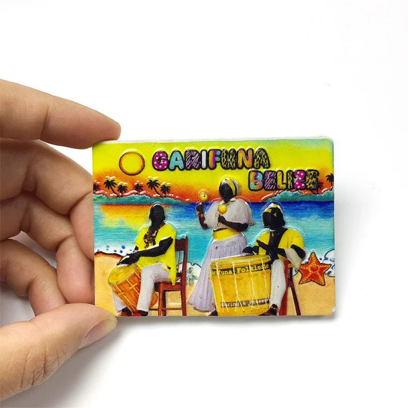 

Belize Garifuna Creative Beach Scenery Cultural Creative Magnetic Fridge Magnet Travel Home Decoration Souvenir