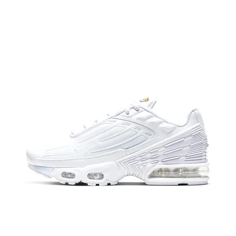 Nike Air Max Plus TN3 Men's and Women's Running Shoes Non Slip and Durable Fabric Mesh Breathable Shock Absorbent Triple White