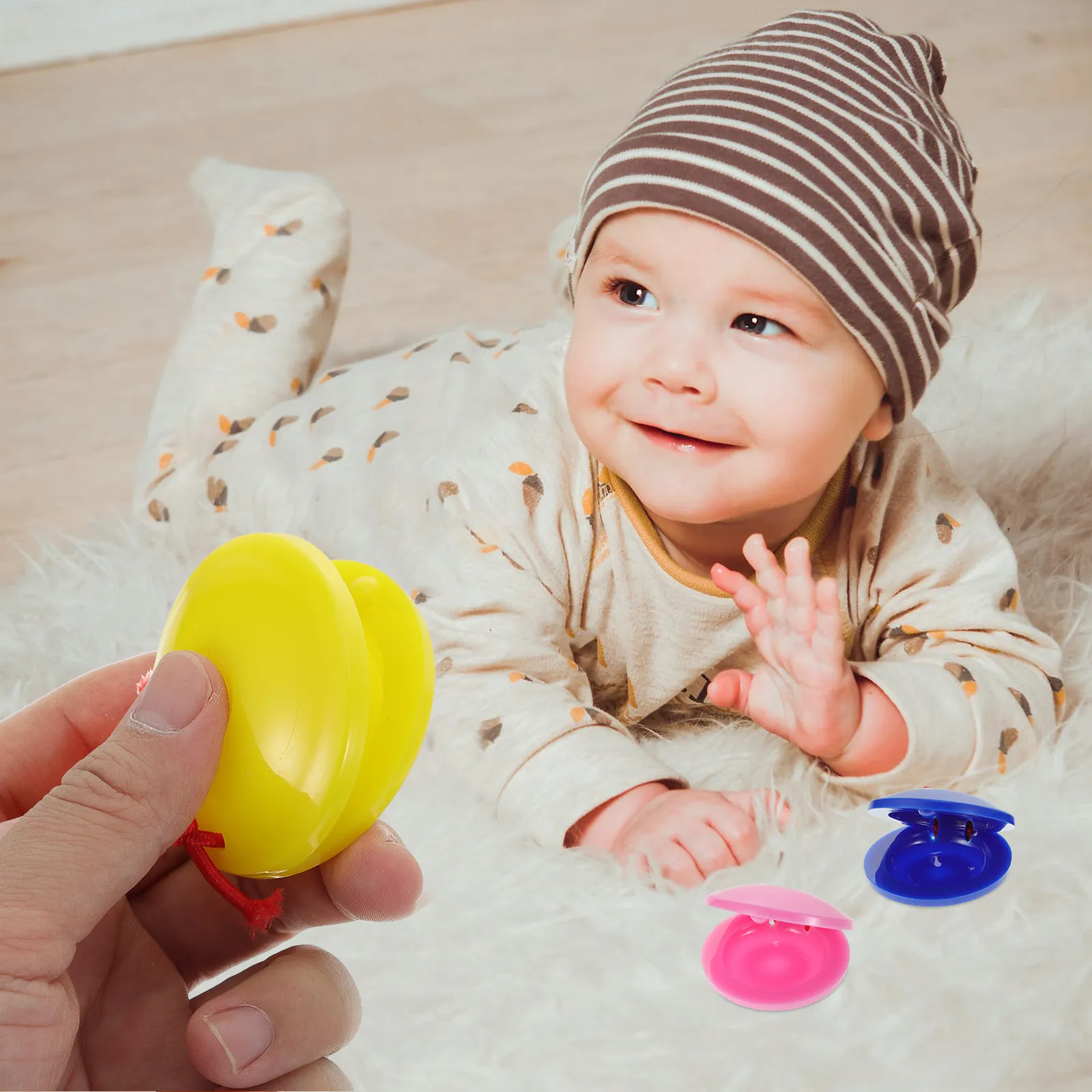 8Pcs Finger Castanets Percussion Musical Instrument Education Set for Sensory Development Rhythm Learning