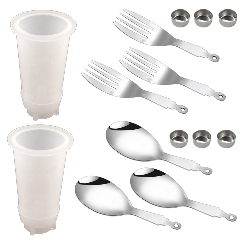 

Stainless Steel Dinner Forks and Spoon Set Silverware-Handle Silicone Mold