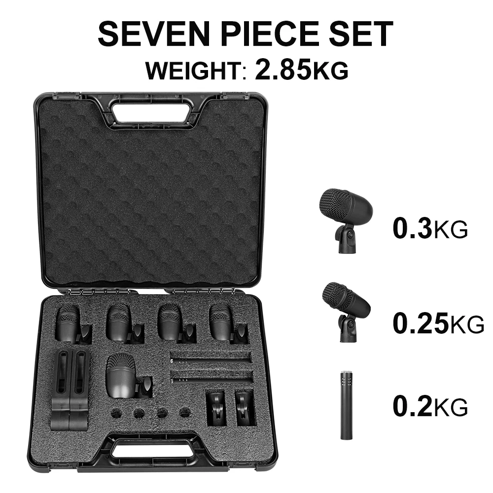 Dpusheng السلكية ديناميكية طبل ميكروفون باس/ركلة أداة توم/سنير الصنج مجموعة ميكروفون لتسجيل الاستوديو والأداء المباشر