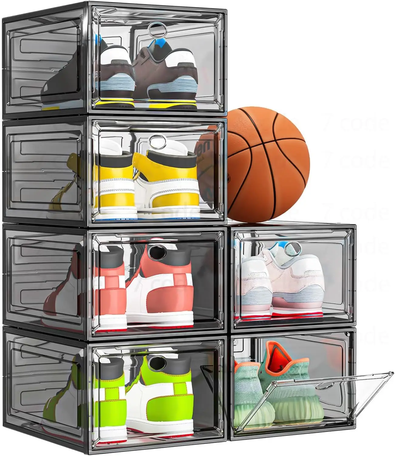 

Clear Shoe Storage Organizer with Magnetic Door Boxes for Closet Collapsible Space-Saving Shoe Rack for Plastic Shoe Cabinet Box