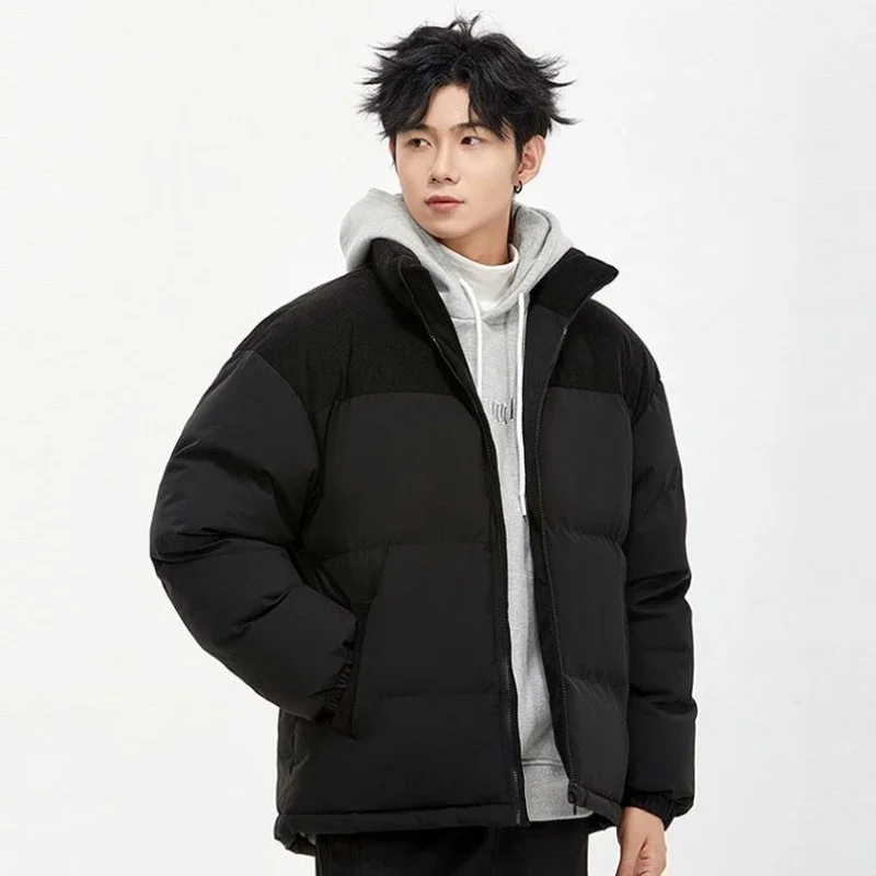 Nowa zimowa męska kurtka ocieplana bawełną dla par, ze stójką, pogrubiona, jednolita, ciepła, luźny krój, izolowana kurtka termiczna. ​