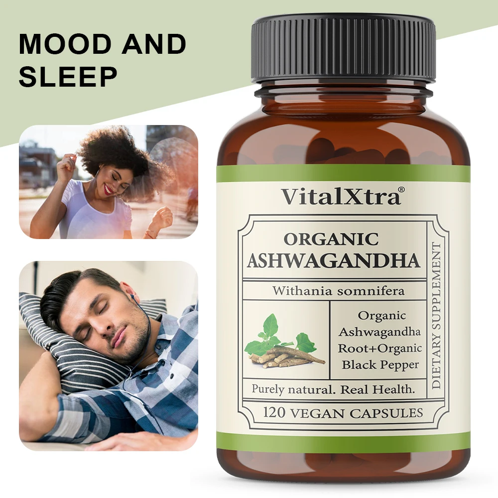 

Ashwagandha Root Extract Capsules, Improve Sleep Quality, Relieve Anxiety, Promote Emotional Health, Replenishes Energy
