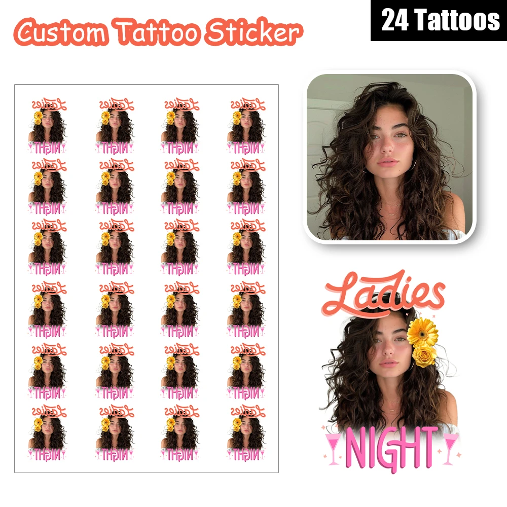

24 Designs Ladies Night Yellow Sunflower Rose Flower Wine Glass Star Customized Personalized Waterproof Temporary Tattoo Sticker