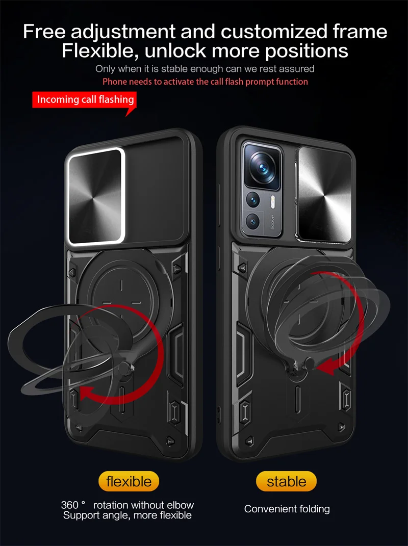 Slide Lens Protect Coque For Vivo Y16 Y21 Y33S Y22 S Y35 Y76 Y76S V21 V23 V25 V27e X80 Lite Car Magnetic Holder Ring Case Cover