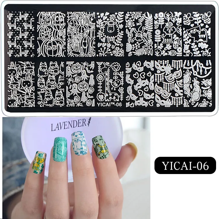 Geometric Love Heart Nail Stamping Plates French Line Design Leaf Floral Nail Art Stamp Stencil Printing Template Accessories