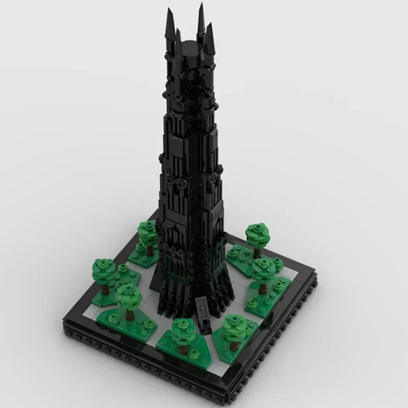 Rings Movie Model Moc Building Bricks Medieval Orthanc Black Tower Technology Modular Blocks Gift Christmas Toy DIY Set Assembly