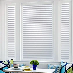 Privacy Window Film Static Cling Blinds Pattern Home Glass Window Sticker No Glue Anti-UV White Strips for Bathroom Bedroom
