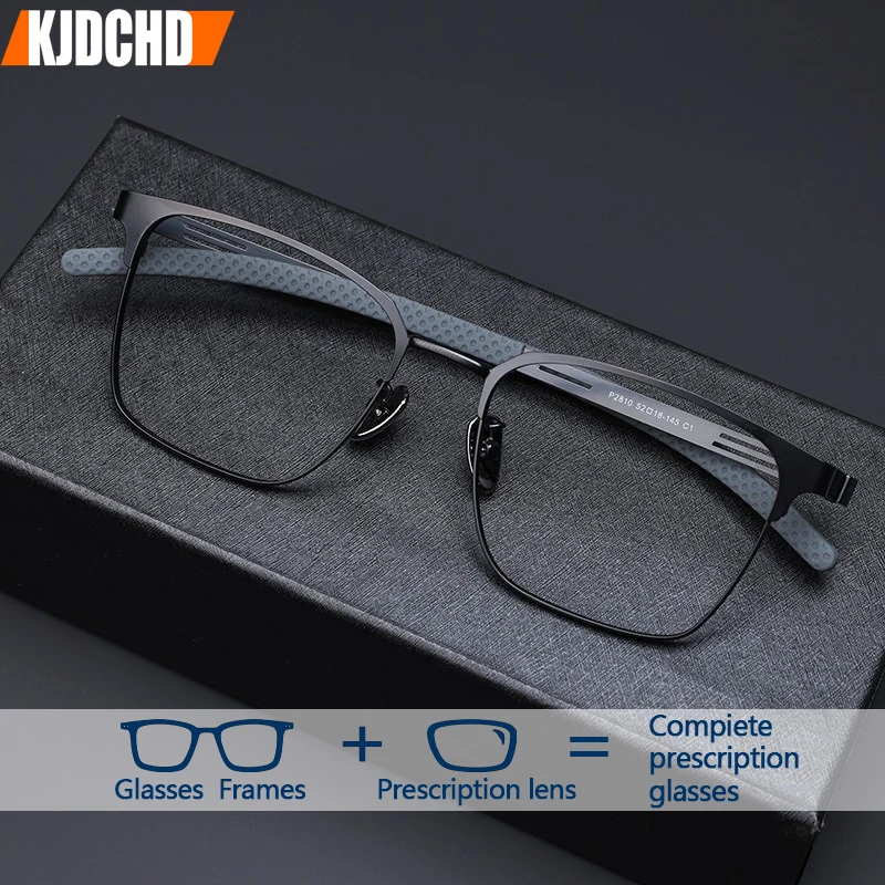 

KJDCHD Titanium alloy Frame Photochromic Reading Glasses Men Anti-Blue Light Myopia Hyperopia Correction Prescription Glasses