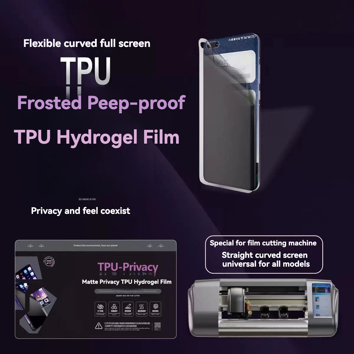 

25Pcs 4-Layer HD/Matte Anti-Peep Privacy TPU Hydrogel Film - Curved & Flat Screen Phone Protector Film for Cutting Machine film