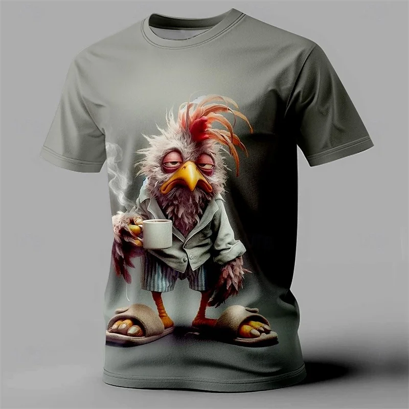 

Men's 3D Rooster Print Funny T-Shirt Short Sleeve Casual Tee Summer Party Streetwear Tops T shirt Men Women's Tshirt