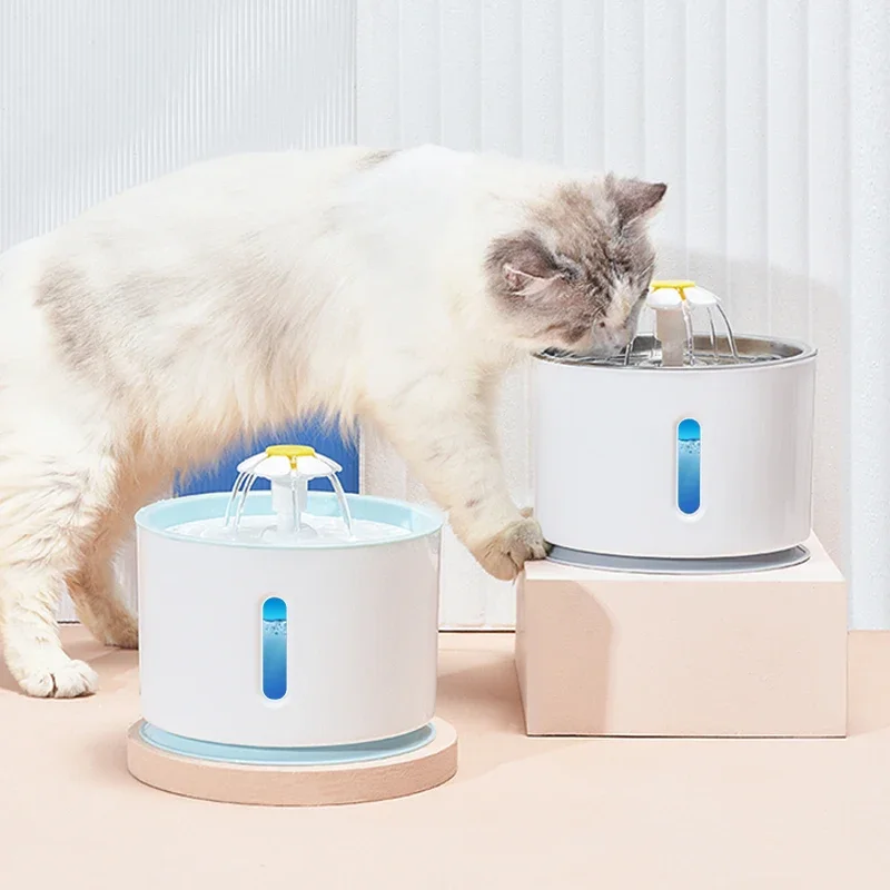 Automatic Pet Cat Water Fountain with LED Lighting 5 Pack Filters 2.4L USB Water Dispenser Cat Super Mute Drinker Feeder Bowls