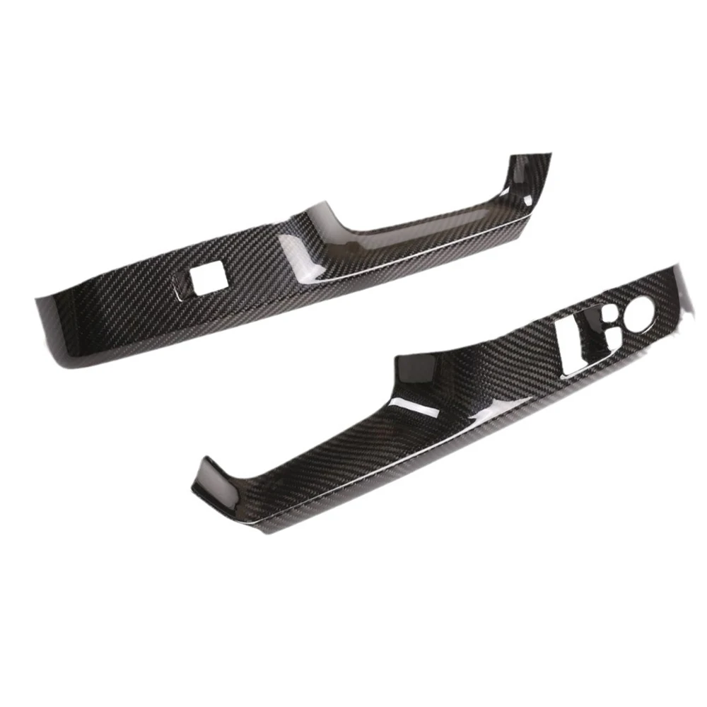 LHD Real Dry Carbon Fiber Interior Window Lift Switch Button Cover Frame Trim Panel Decoration For Toyota Supra A90 A91 2019-22