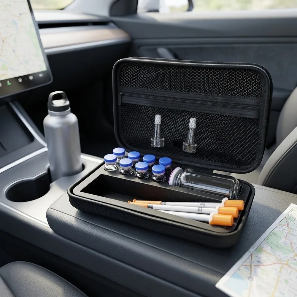 1Pcs Peptide Case Dual Vial With Slots Portable EVA Travel Peptide Organizer Fit 3ml & 30ml Standard Vials For Fridge Carrying