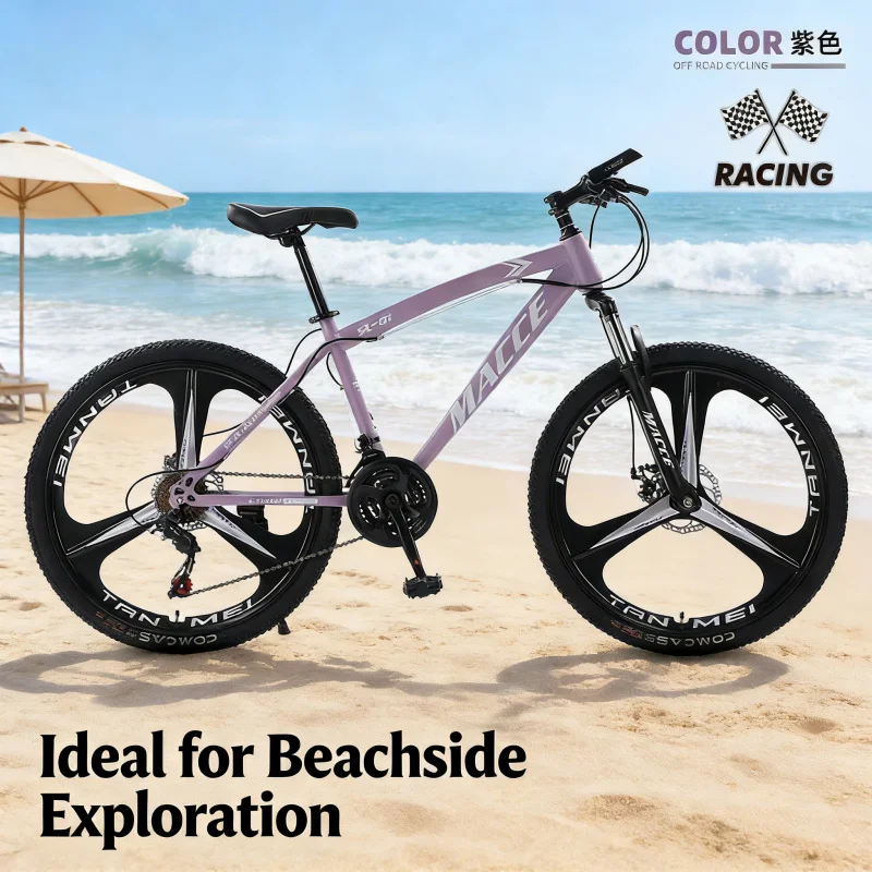 

Фиолетовый 26-дюймовый горный велосипед с 3-лопастными колесами, высококачественный, оптовая продажа, новый, для взрослых/студентов, с амортизацией и переменной скоростью