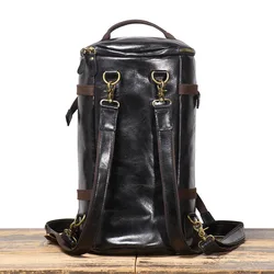 High Quality Luxury Black Multifunction Backpack For Men Large Capacity Travel Bag Real Leather Outdoor Fitness Bag Male Handbag