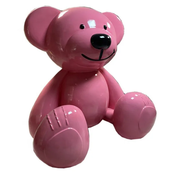 Custom Giant Pink Fiberglass Teddy Bear Statue For Garden Park Plaza Shopping Mall Hotel Square Yard Decoration