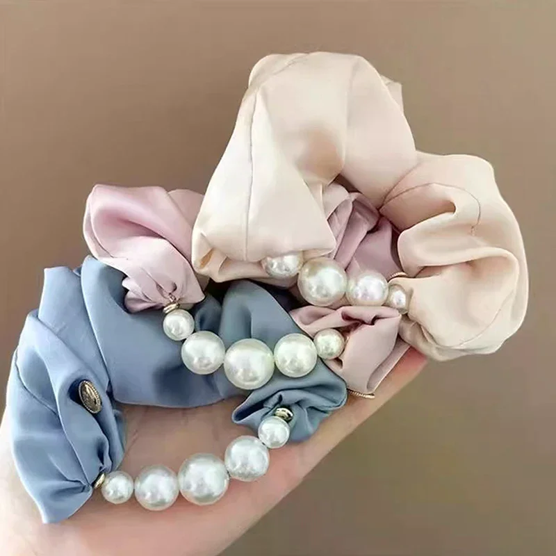 Elegante Perlen Großes Scrunchie Haarband Für Frauen Süße Haarschmuck Gummibänder Pferdeschwanzhalter Haargummi Haarschmuck