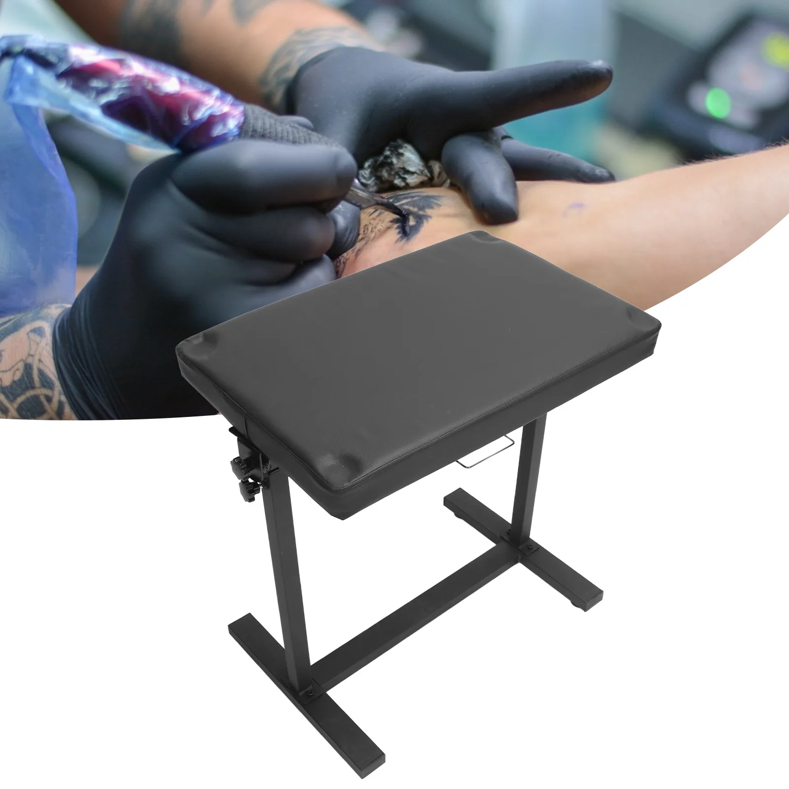 Adjustable Tattoo Armrest Tattoo Armrest Stand Height Adjustable Arm Leg Fixation PU Leather Sponge Panel Tattoo Arm Rest Pad