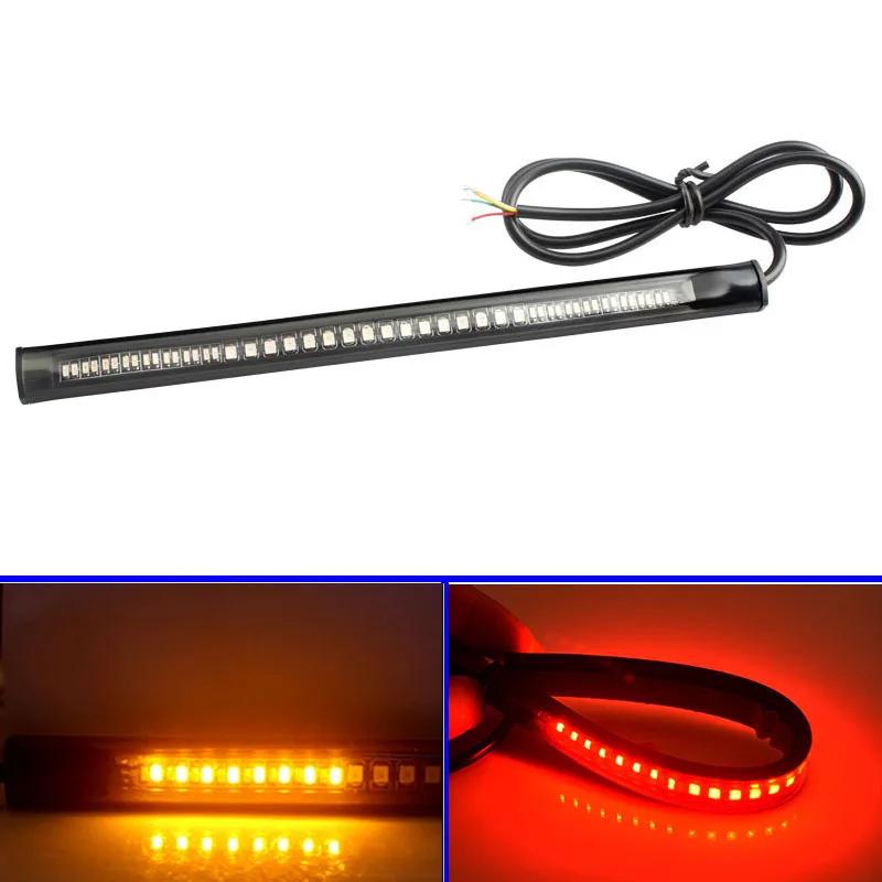 48SMD LED Motorcycle Decorative Lights Strip Light Motorbike Tail Brake Stop Turn Signal Strip Stop Light 12V Moto Accessories