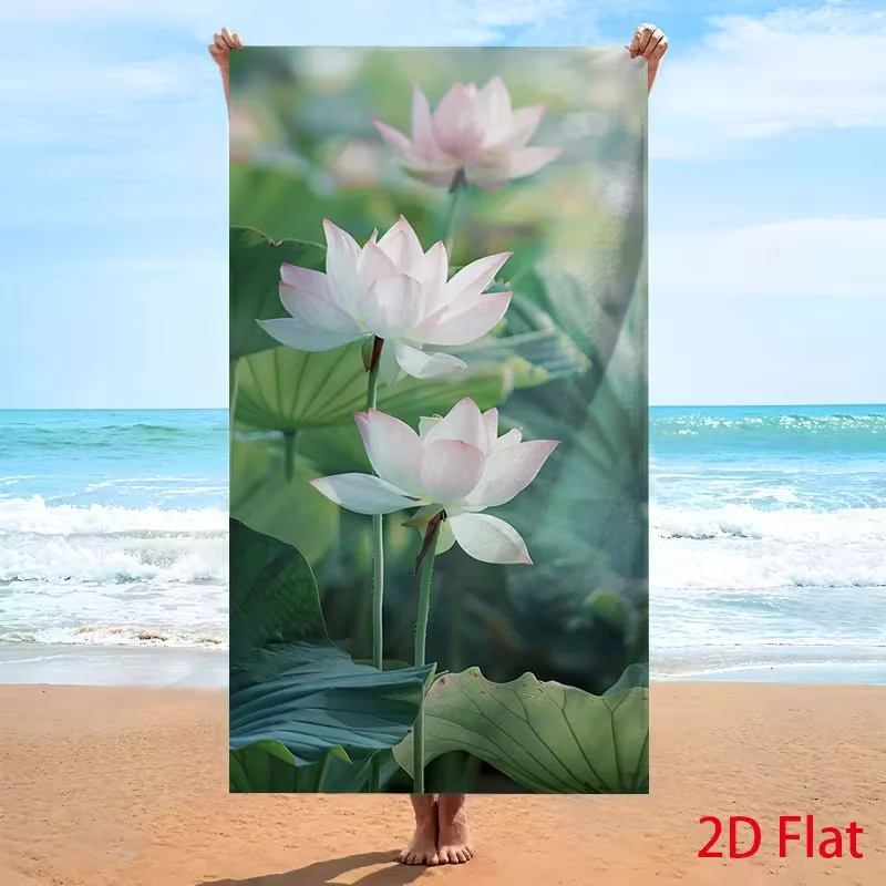 Serviette de plage à imprimé lotus rose Tranquil Pink, douce, séchage rapide, légère, anti-sable, absorbante, pour le yoga, les voyages, la piscine, l'été