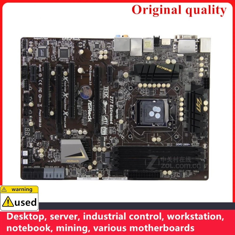 

Used For ASROCK Z77 Extreme4 Motherboards LGA 1155 DDR3 32GB ATX For Intel Z77 Overclocking Desktop Mainboard SATA III USB3.0