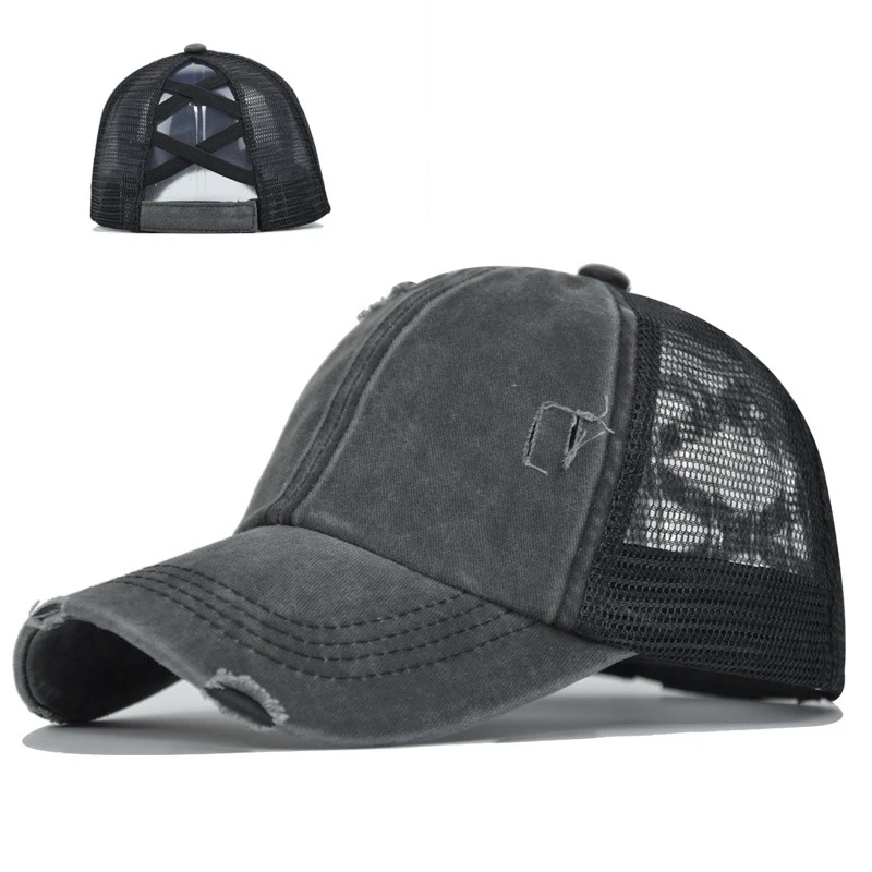 2026 New Ponytail Baseball Cap Summer Women's Adjustable Cowboy Hat Summer Sun Hat Casual Cotton Girl Snapback Mesh Cap view 2