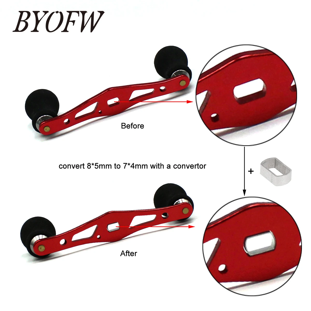 BYOFW 1 Piece Fishing Reel Handle Conversion Adapter Assembly Hole 8*5mm To 7*4mm Spacer DIY Accessories For Daiwa Abu Shimano