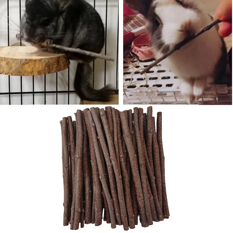 100/500G Rabbit Chew Sticks Natural Apple Tree Branch Molars Teeth Clean Bite Toys for Guinea Pigs Hamster Chinchillas Rabbit