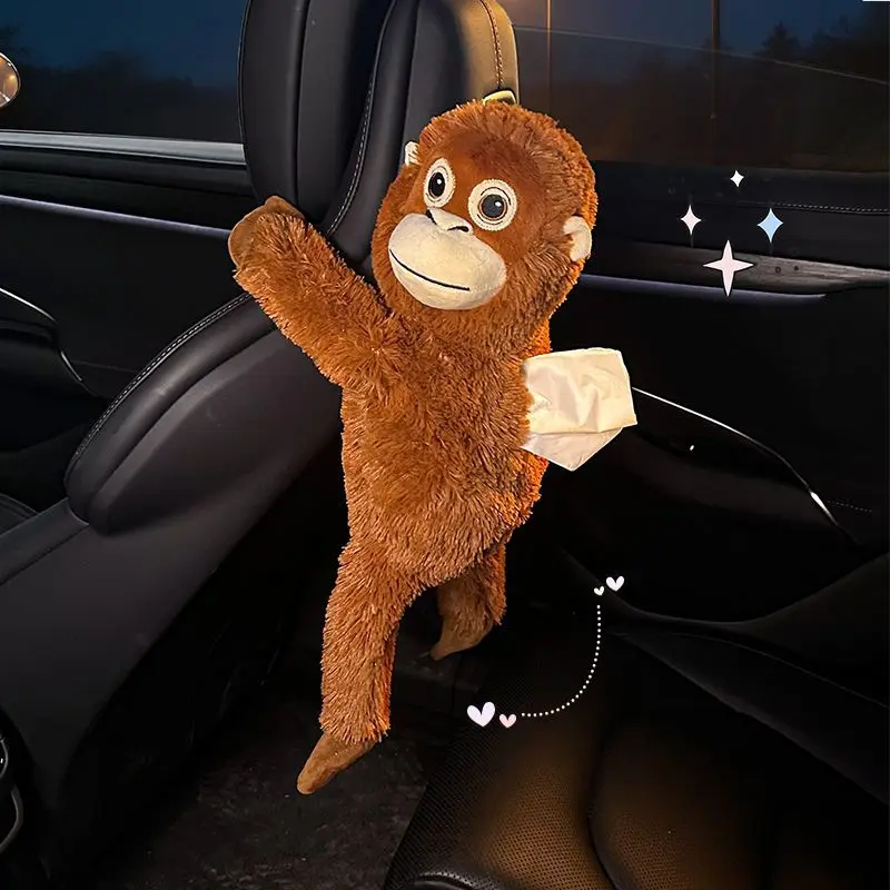 

Cartoon car tissue box plush doll doll car hanging paper box cute orangutan car tissue hanging bag