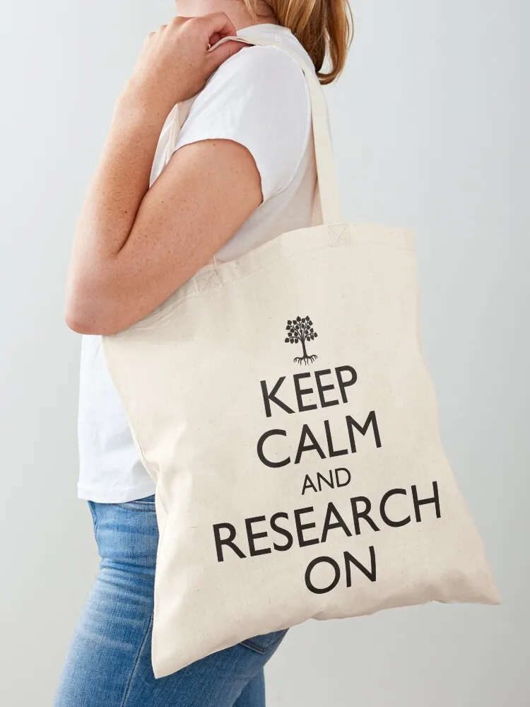 

Keep Calm And Research On Genealogy Tote Bag Shopping bags women bag custom fabric bag Customizable tote