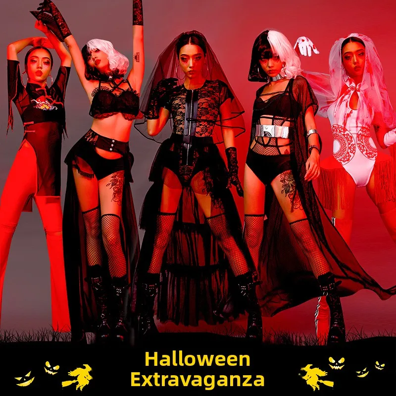 

Prtion Хэллоуин Костюм Женский Взрослый Ролевой Планг Призрак Невесты Бар DS Performance Новая Модель Gogo Хэллоуин Сценический Костюм