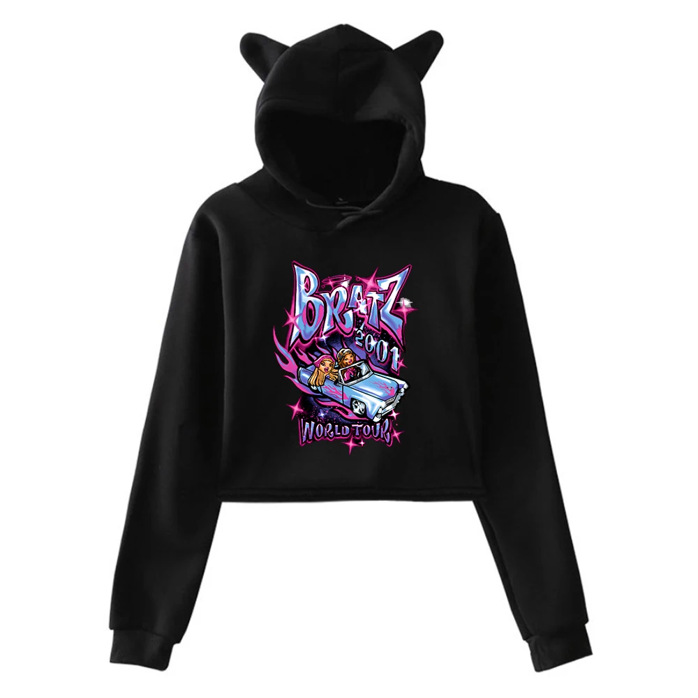 

Bratz Pullover Y2K Streetwear Cat Ears Hoodie Long Sleeve Sweatshirts Female Crop Top Women's Clothes