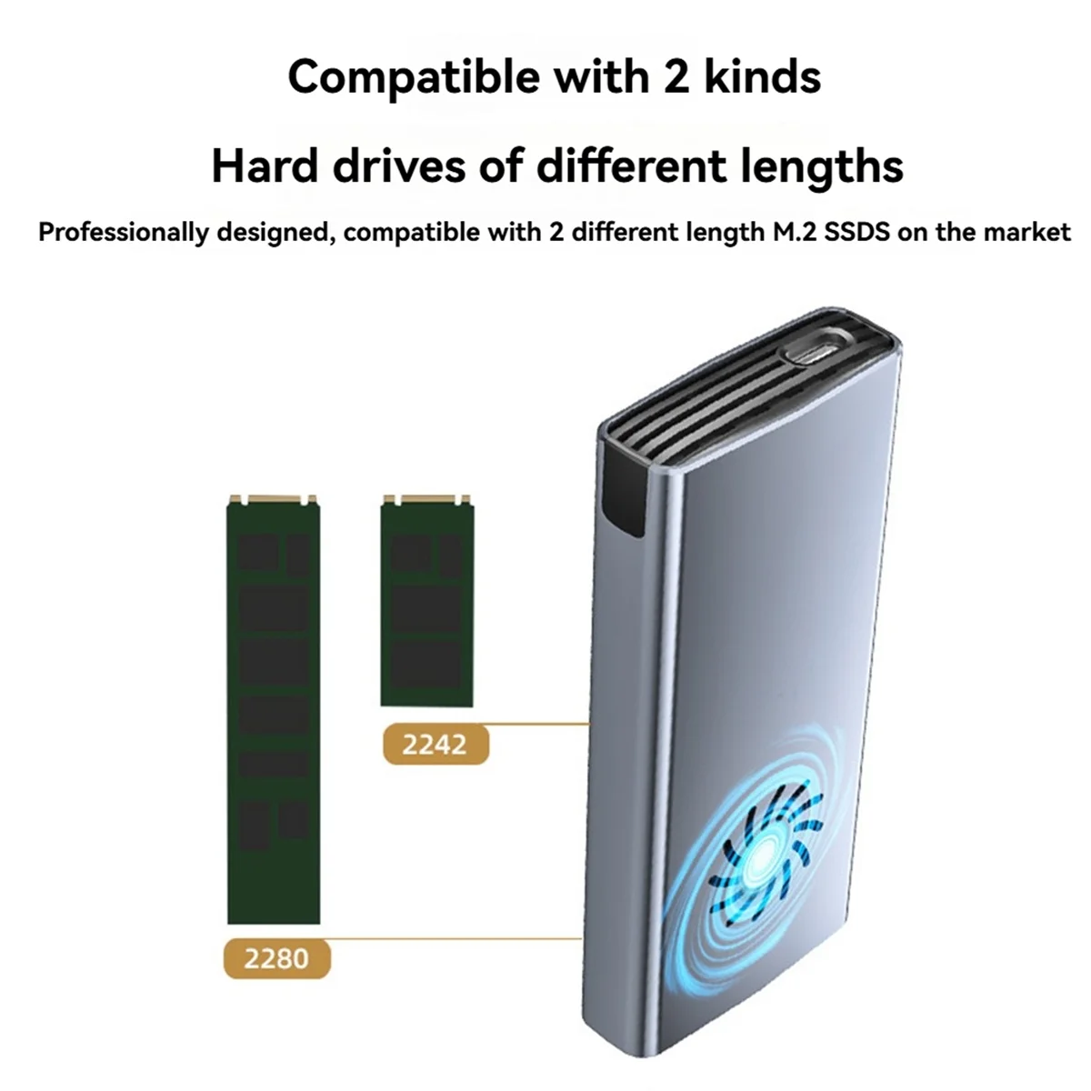 Корпус SSD A49T, 20 Гбит/с, M.2 с охлаждающим вентилятором, высокоскоростной внешний жесткий диск с двумя протоколами USB-C 3.1, для 2242 2260 2280