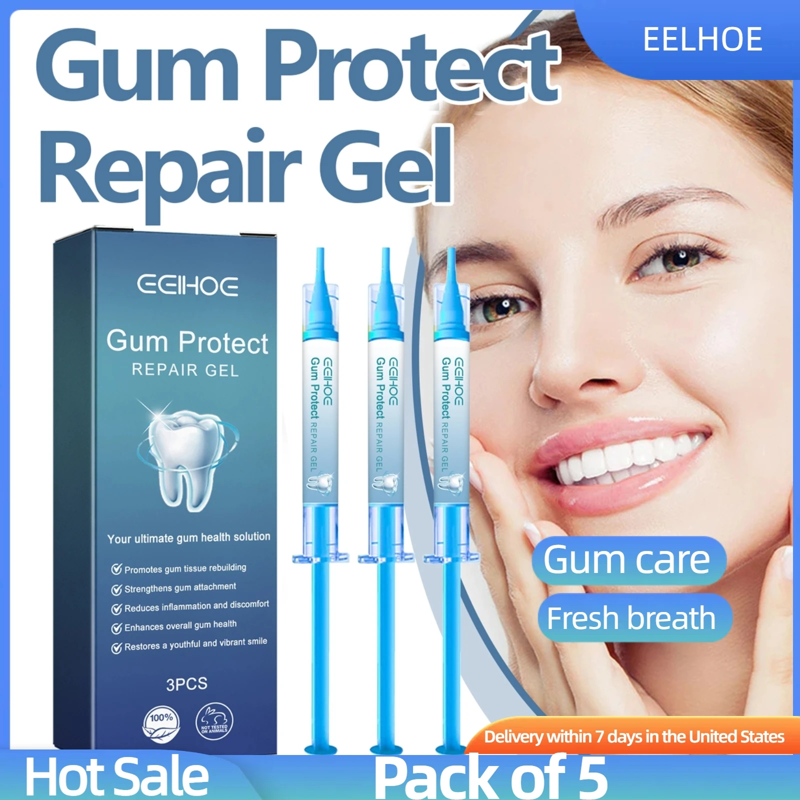 5-Pack Dental Repair Gel Relieves Inflamed Gums and Reduces Bad Breath Deep Clean Tooth Dirt Care Gums Fresh Breath Care Gel