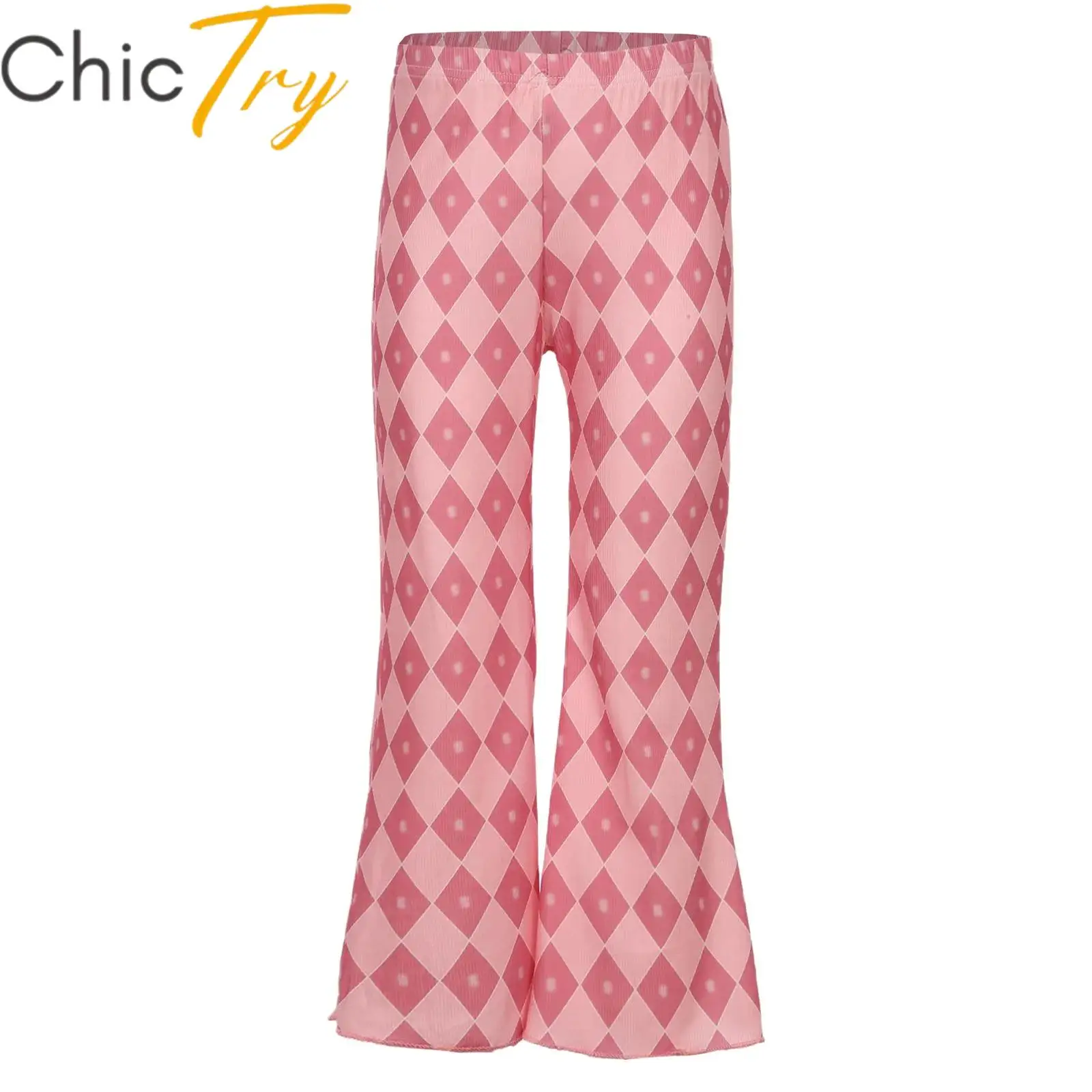 

Toddler Kids Girl Long Pants Print Elastic Waistband Wide Pants Loose Fit Flare Trousers for Everyday Wear Playwear
