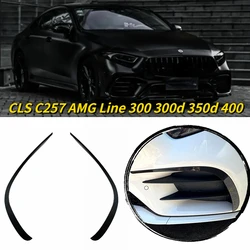 For Mercedes Benz CLS C257 AMG Line 300 300d 350d 400 2018-2023 Canard Body Kit Car Front Bumper Spoiler Fog Light Grille Trim