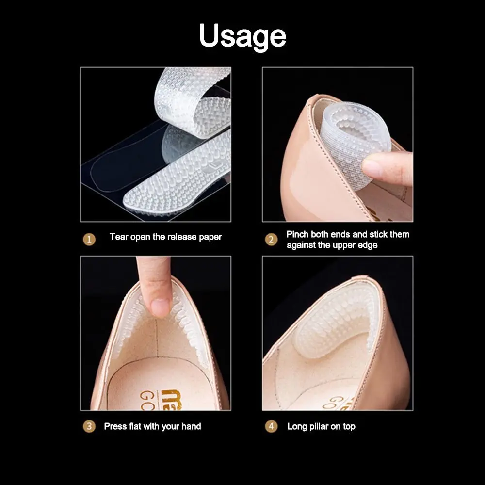 2Pcs Upgrade Silicone Heel Stickers Anti Slip Non-Slip Heel Cushions Invisible Foot Heel Care Protector for Women Men