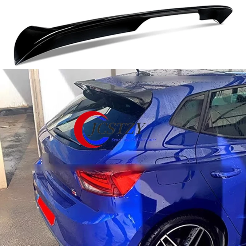 Para Seat Ibiza Mk5 6F 5 puertas Hatchback 2017-2023 negro brillante alerón trasero del techo del coche ABS alerón trasero del maletero del coche kit de carrocería Tuning