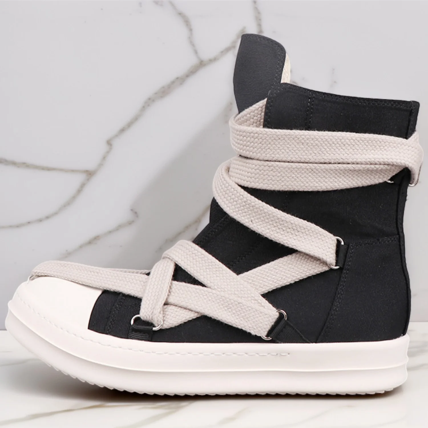 Scarpe alte da uomo in tela da donna Casual Jumbo stringate nere bianche sneakers firmate di lusso streetwear scarpa primavera autunno