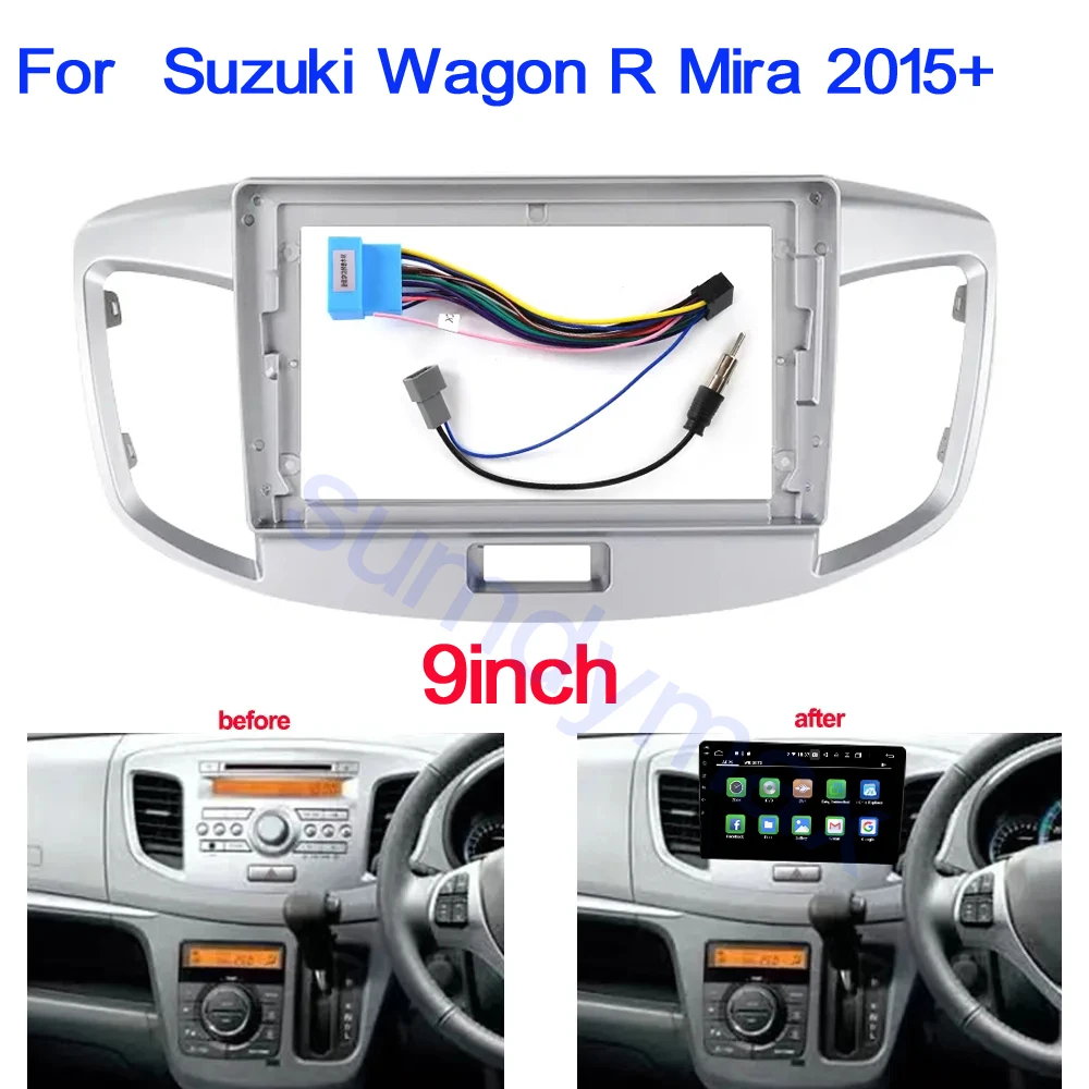 

9 Inch Double Din Car Radio Fascia Adapter For Suzuki Wagon R Mira 2015-2019 Frame Dash Install Panel Trim Refitting Kit