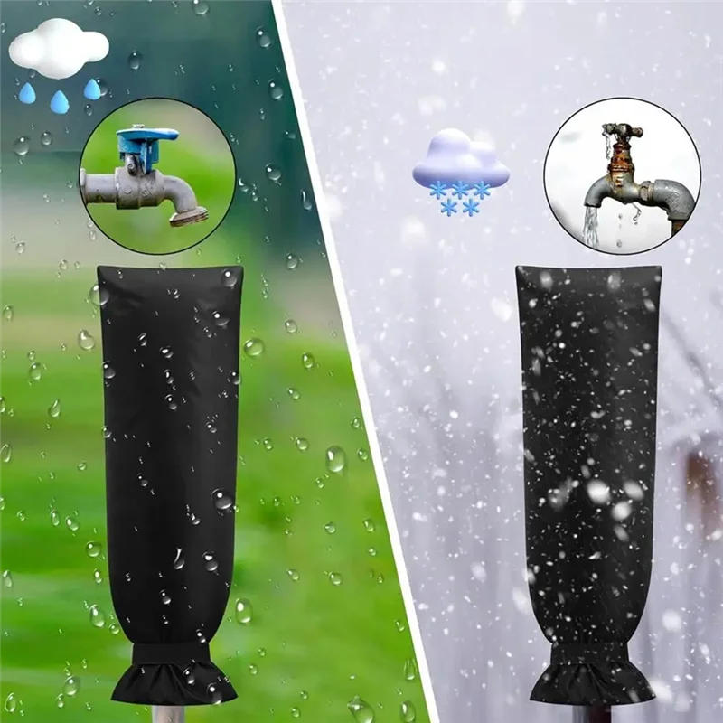 75STO-Hose Bib Covers Water Hose Bib Socks Black Outdoor Faucet Covers For Winter Waterproof Sturdy Pipe Covering Supplies