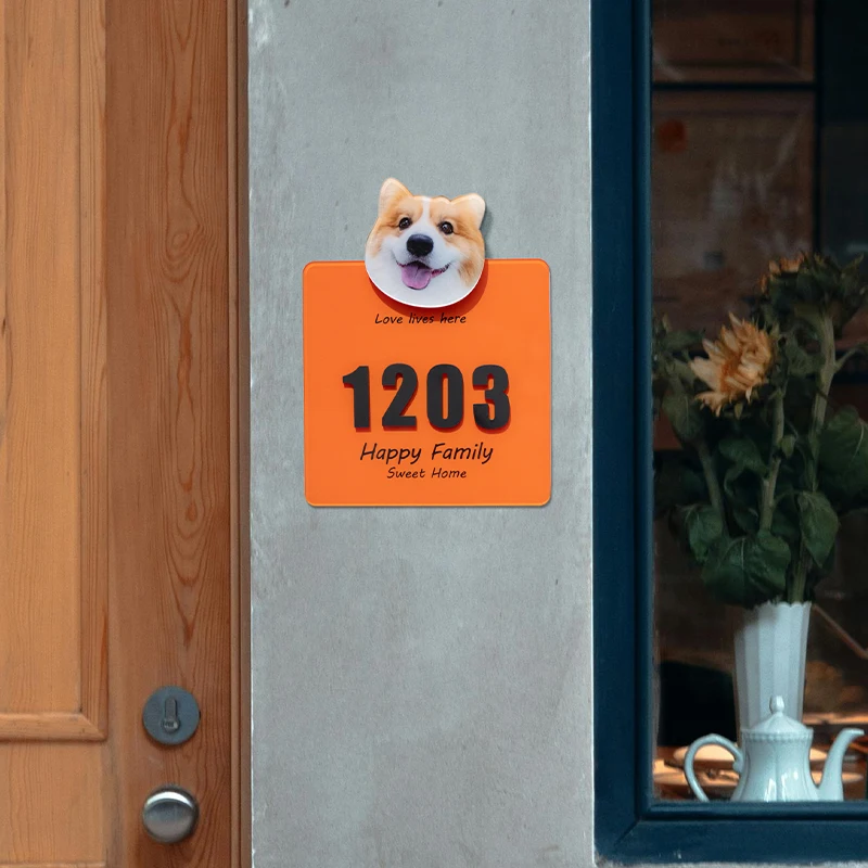 

Customized Cute Pet Puppy House Number, Household Membership House Number, Minimalist Style Acrylic Digital Decoration Listing