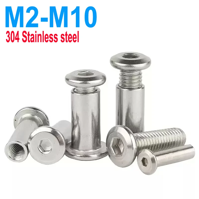 M2 M3 M4 M5 M6 M8 M10 304 Stainless Steel Flat Hex Hexagon Socket Head Screw Locking Splint Screw Nut Combination