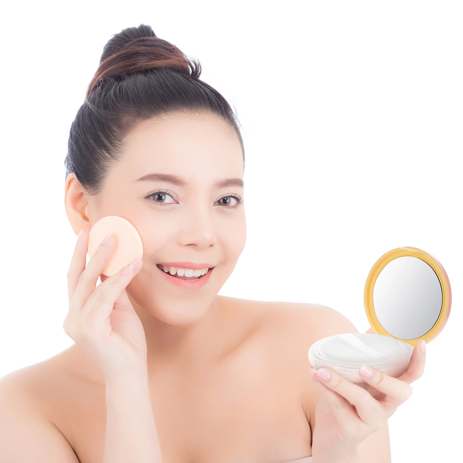 

2Pcs Loose Powder Box Empty Container Mini Travel Beauty Bottle AS ABS Reusable Lightweight Portable Compact Case Makeup