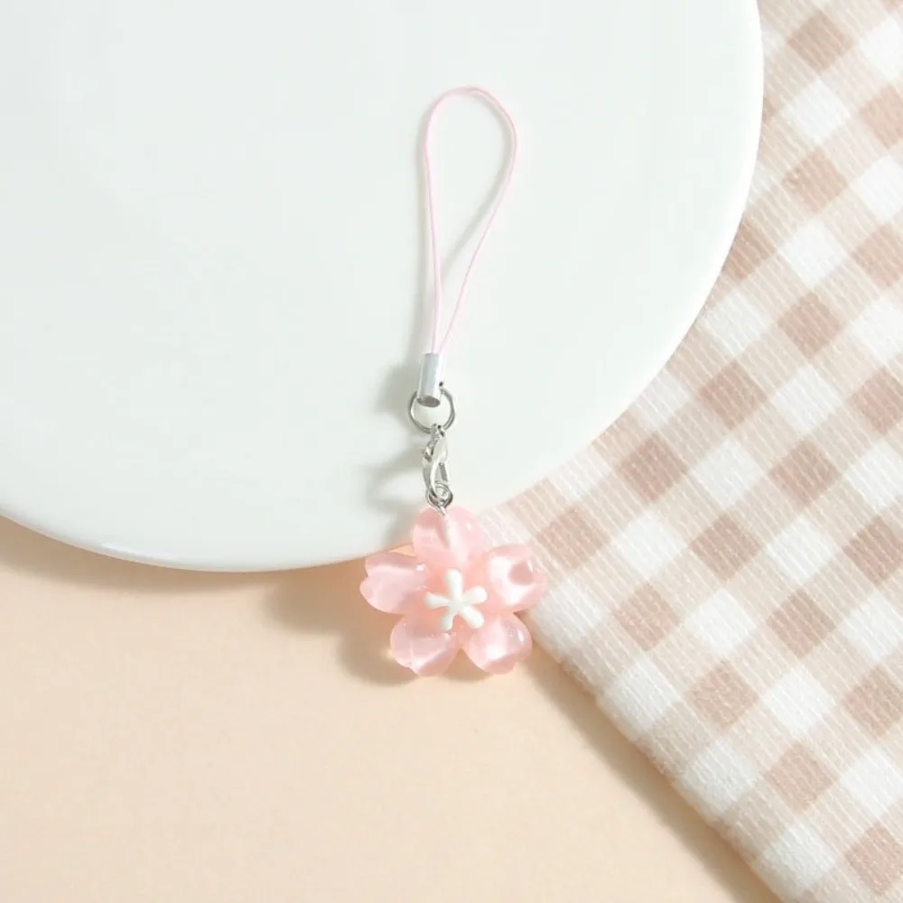 Transparent Resin Flower Keychain Solid color Fresh Transparent Bag Phone Chains Trendy Cute Kawaii Pendent Accessory Daily Use